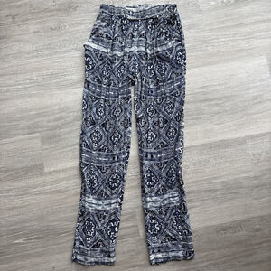 ANGL Women's Aztec Harem Pants Navy Blue Boho Small